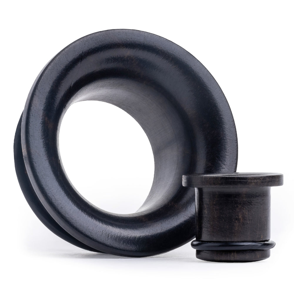 Ebony Single Flare Wood Tunnel - Single Flare Wooden Tunnel Ear Plugs / Gauges in 10mm (00g) - 30mm - (1.18")