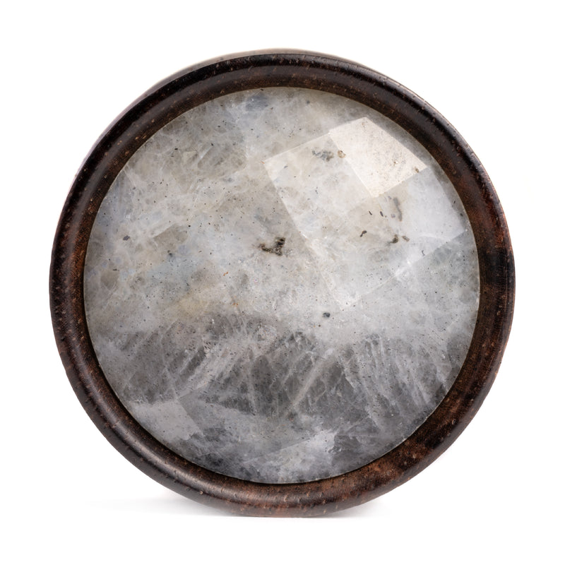 Plug / Gauge d'oreille en bois d'ébène, incrustation de pierre de labradorite à facettes