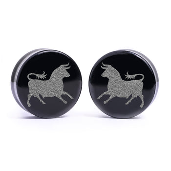 Caesars Legion Logo Plug / Gauge - Schwarzes Glas | Flache Vorderseite, Double Flare