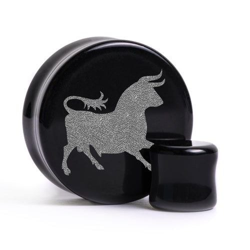 Caesars Legion Logo Plug / Gauge - Schwarzes Glas | Flache Vorderseite, Double Flare