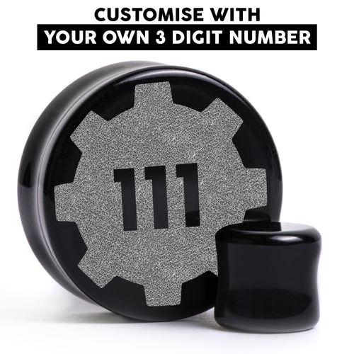 Hallo, ich bin Insert Words Plug / Gauge - Schwarzes Glas | Flachgesichtiger Double Flare