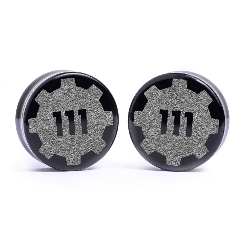 Hallo, ich bin Insert Words Plug / Gauge - Schwarzes Glas | Flachgesichtiger Double Flare