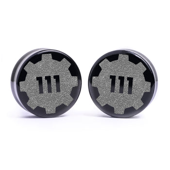 Hallo, ich bin Insert Words Plug / Gauge - Schwarzes Glas | Flachgesichtiger Double Flare