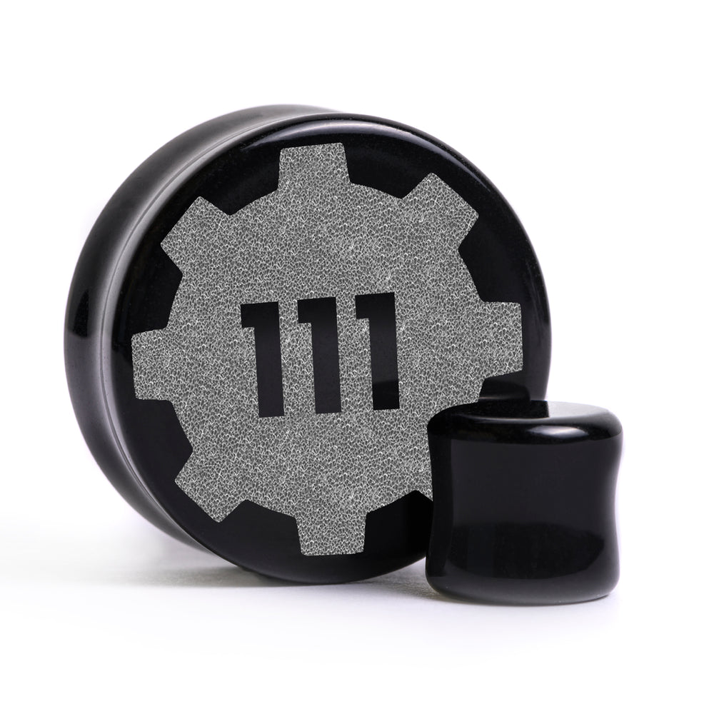 Hallo, ich bin Insert Words Plug / Gauge - Schwarzes Glas | Flachgesichtiger Double Flare