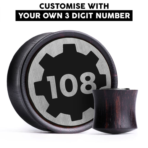 Wählen Sie Ihre eigene Nummer - Squid Game Plug / Gauge - Immergrün & Weiß Einlage Ebenholz | Konvexer Doppelflansch