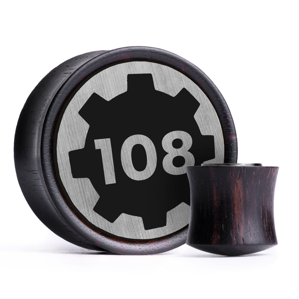 Wählen Sie Ihre eigene Nummer - Squid Game Plug / Gauge - Immergrün & Weiß Einlage Ebenholz | Konvexer Doppelflansch