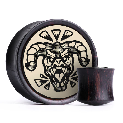 Deathclaw Plug / Gauge - Elfenbein & Schwarz Einlage Ebenholz | Konvexer Doppel-Flare