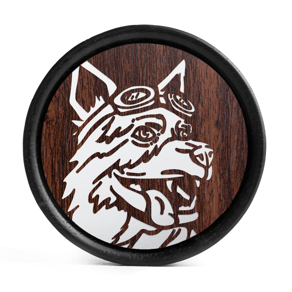 Dogmeat Plug / Gauge - Walnut & White Inlay Ebony Wood | Convex Double Flare - Lasered To Order In House At Custom Plugs HQ