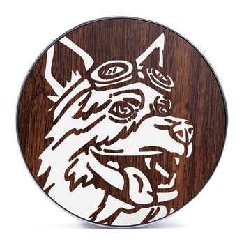 Dogmeat - Walnut & White Inlay Steel Screw Back / Plug / Gauge