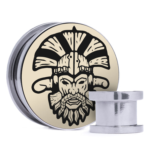 Legate Lanius - Ivory & Black Inlay Steel Screw Back / Plug / Gauge