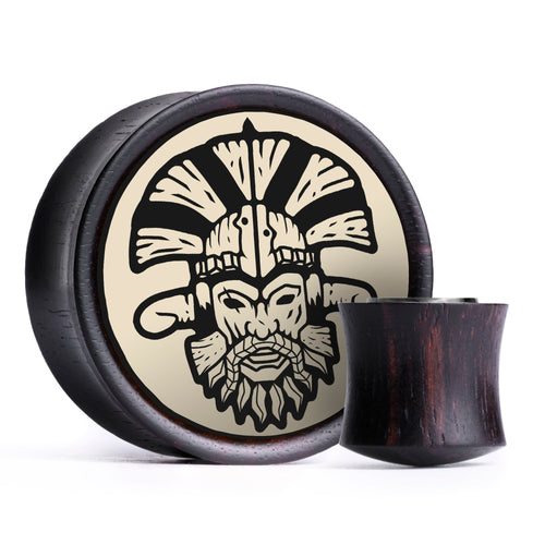 Legate Lanius Plug / Gauge - Elfenbein & Schwarzes Inlay Ebenholz | Konvexe Doppelflare