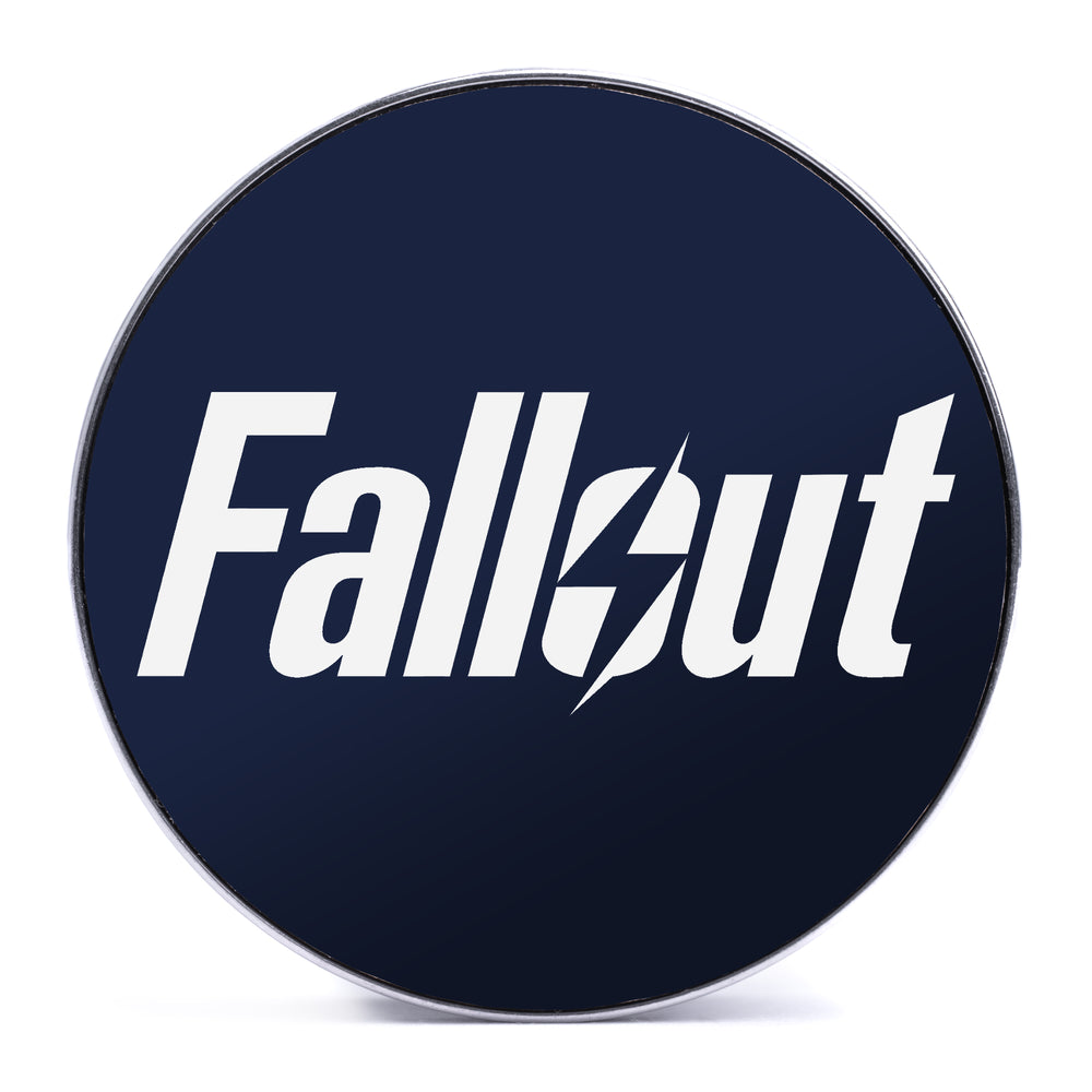 Fallout Logo - Blue & White Inlay Steel Screw Back / Plug / Gauge - Lasered To Order In House At Custom Plugs HQ