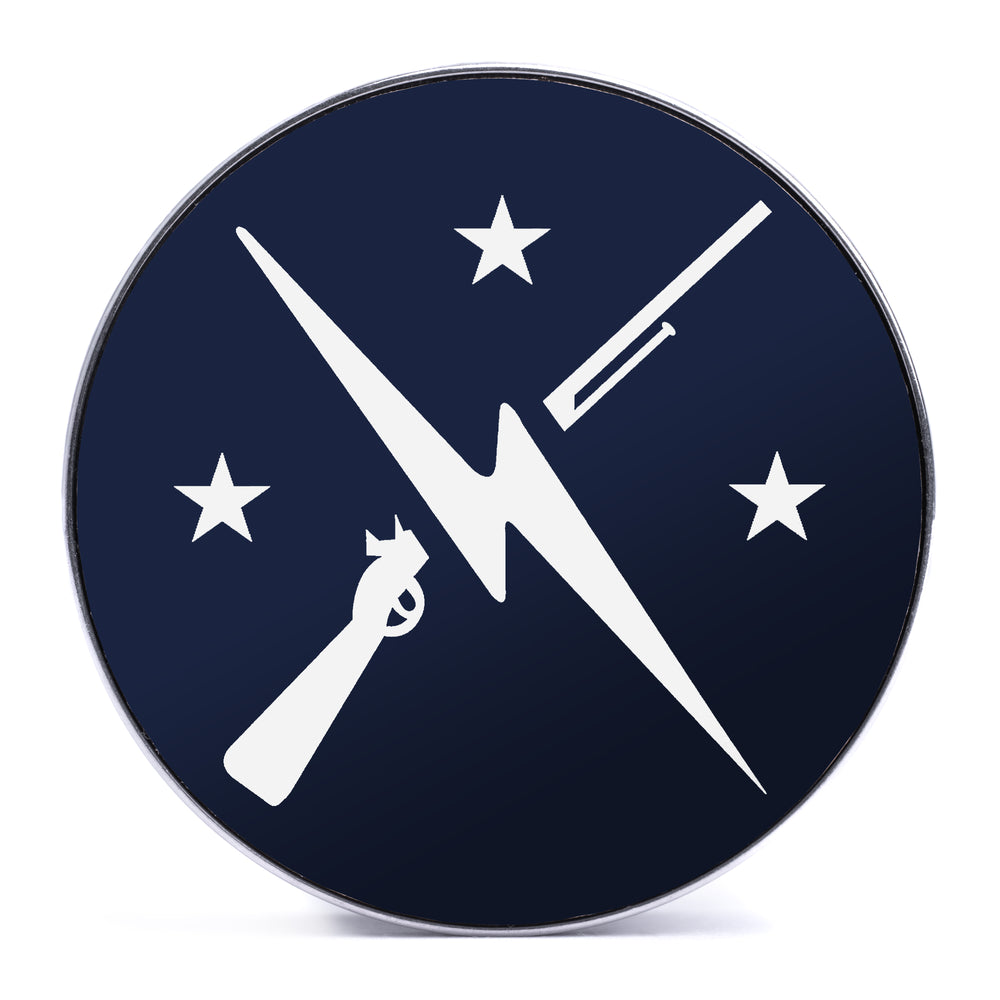 Minutemen Logo - Blue & White Inlay Steel Screw Back / Plug / Gauge - Lasered To Order In House At Custom Plugs HQ