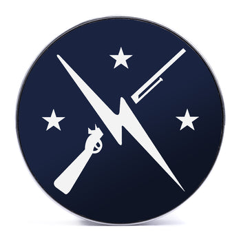 Minutemen Logo - Blue & White Inlay Steel Screw Back / Plug / Gauge