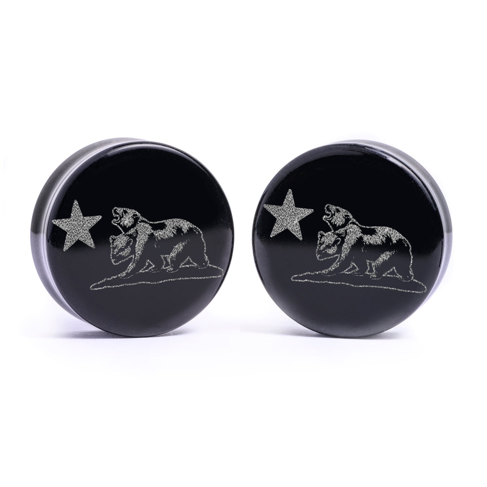 NCR Logo Plug / Messgerät - Schwarzes Glas | Flache Vorderseite, Double Flare