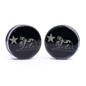 NCR Logo Plug / Messgerät - Schwarzes Glas | Flache Vorderseite, Double Flare