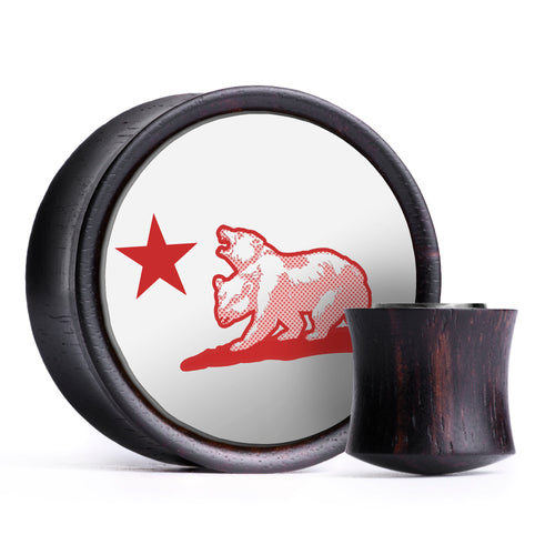 NCR Logo Plug / Messgerät - Weißes & Rotes Inlay Ebenholz | Konvexe Double Flare