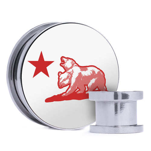 NCR Logo - White & Red Inlay Steel Screw Back / Plug / Gauge