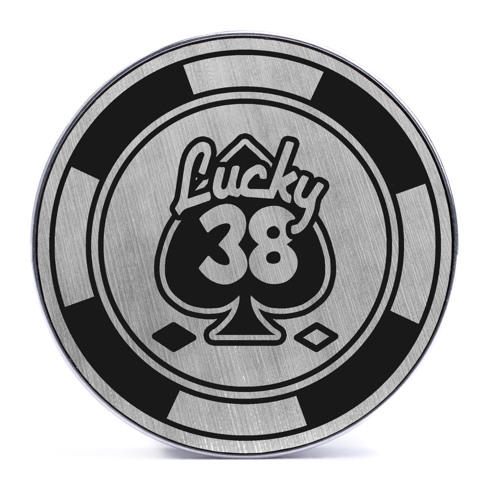 Platinum Chip - Brushed Silver & Black Inlay Steel Screw Back / Plug / Gauge - Lasered To Order In House At Custom Plugs HQ