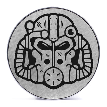 Power Armor Helmet - Brushed Silver & Black Inlay Steel Screw Back / Plug / Gauge