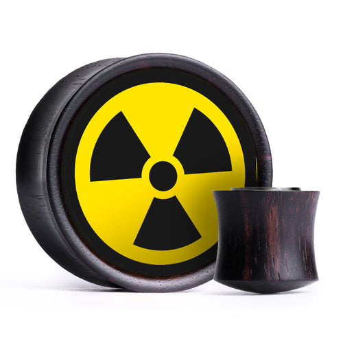 Radioaktives Symbol Plug / Messgerät - Gelb & Schwarz Einlage Ebenholz | Konvexe Doppelflare
