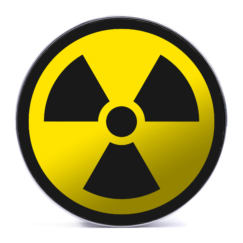 Radioactive Symbol - Yellow & Black Inlay Steel Screw Back / Plug / Gauge - Lasered To Order In House At Custom Plugs HQ