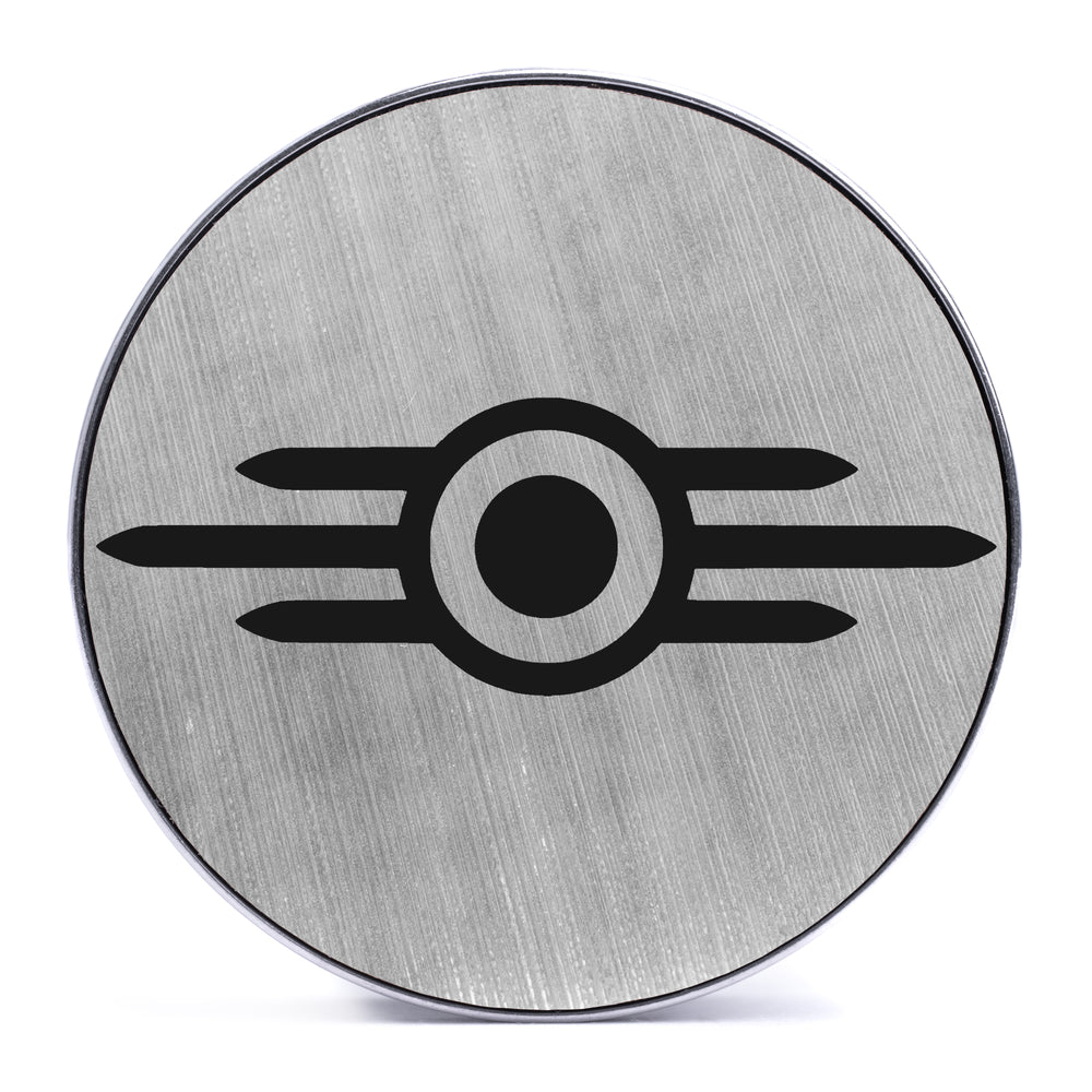 Vault-Tec Logo - Brushed Silver & Black Inlay Steel Screw Back / Plug / Gauge - Lasered To Order In House At Custom Plugs HQ