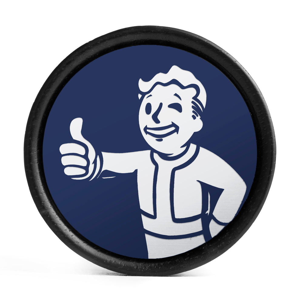 Vault Boy Plug / Dehnstab - Blau & Weiß Einlage Ebenholz | Konvexe Double Flare