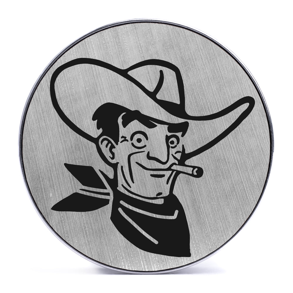 Victor - Brushed Silver & Black Inlay Steel Screw Back / Plug / Gauge - Lasered To Order In House At Custom Plugs HQ