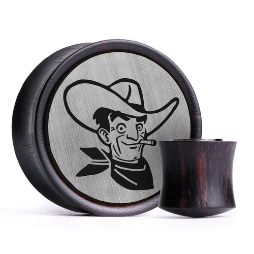 Victor Plug / Messgerät - Gebürstetes Silber & Schwarzes Einlage Ebenholz | Konvexe Doppelflare