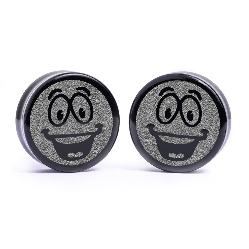 Yes Man Plug / Gauge - Black Glass | Flat Faced Double Flare - Lasered To Order In House At Custom Plugs HQ