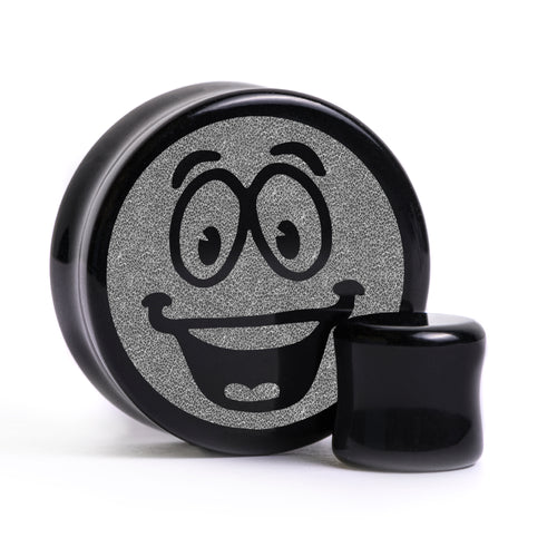 Yes Man Plug / Dehnstab - Schwarzes Glas | Flache Vorderseite, Double Flare