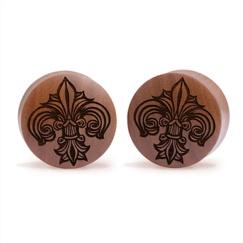 Fleur De Lis Lilly Plug / Gauge - Saba Holz | Konvexe Doppelkonische Form
