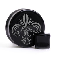 Plug / Gauge Fleur De Lis Lilly - Verre noir | Face plate double évasé