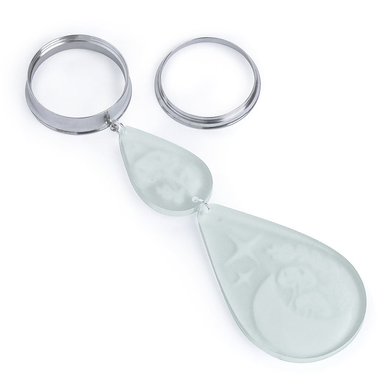 Boucles d'oreilles plug à pampille Mush-Moon double goutte en acrylique givré