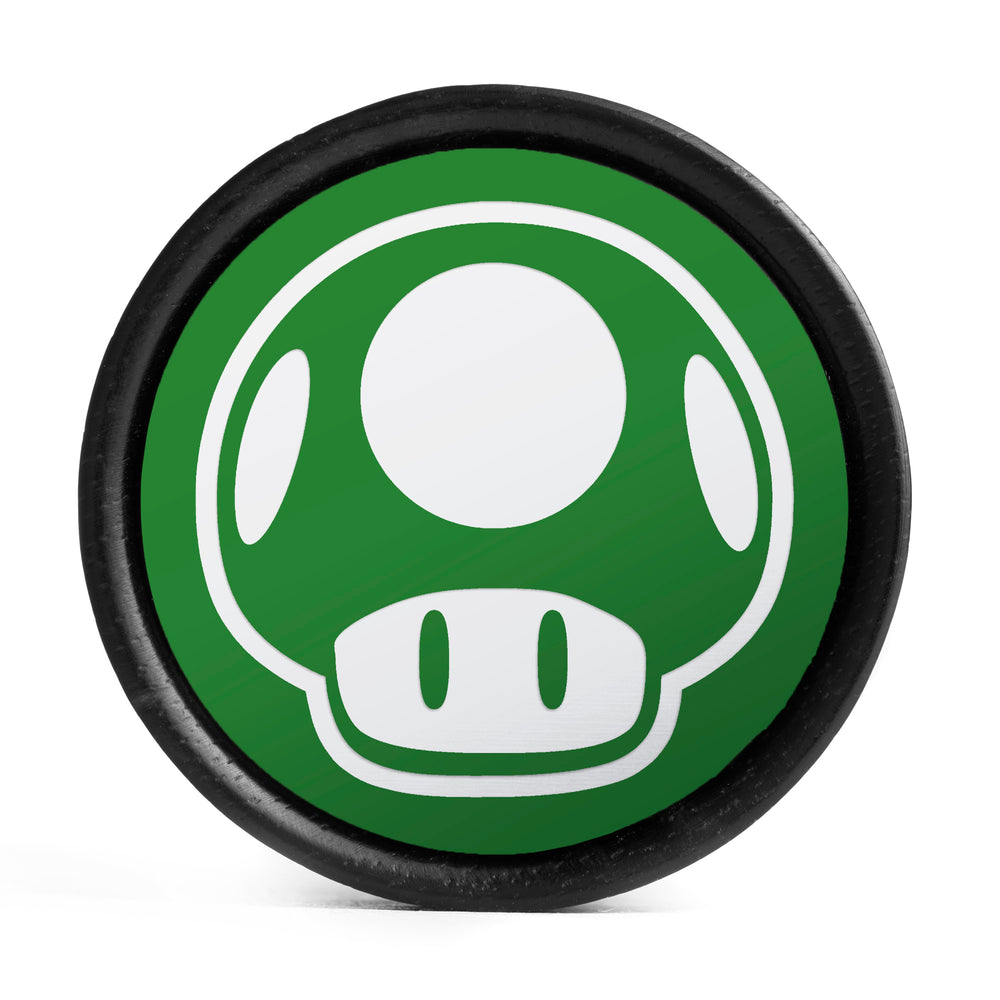 1-Up Mushroom Plug / Tunnel - Grün & Weiß Einlage Ebenholz | Konvexer Doppel-Flare