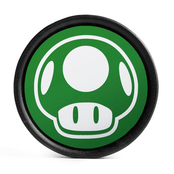 1-Up Mushroom Plug / Tunnel - Grün & Weiß Einlage Ebenholz | Konvexer Doppel-Flare