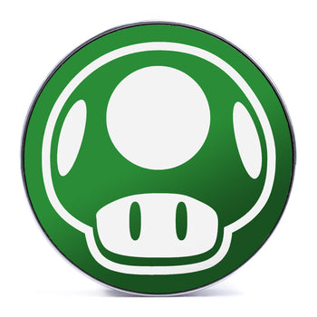 1-Up Mushroom - Green & White Inlay Steel Screw Back / Plug / Gauge