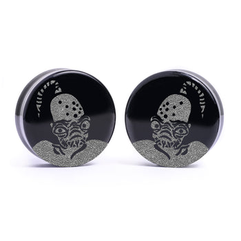 Seigaiha Pattern Plug / Gauge - Clear Glass | Flat Faced Double Flare