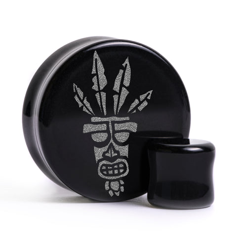 Aku Aku Plug / Gauge - Black Glass | Flat Faced Double Flare