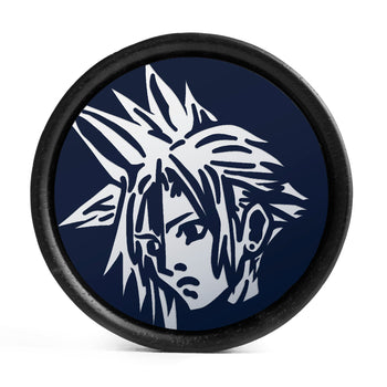 Cloud Strife Plug / Gauge - Blue & White Inlay Ebony Wood | Convex Double Flare