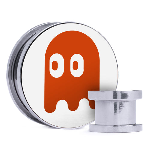 Clyde Ghost - Orange & White Inlay Steel Screw Back / Plug / Gauge