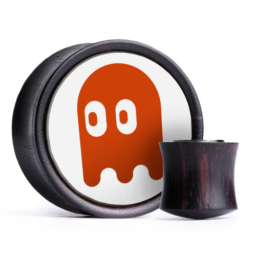 Clyde Ghost Plug / Gauge - Orange & Weißes Inlay Ebenholz | Konvexe Double Flare