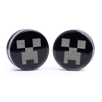 Creeper Face Plug / Gauge - Black Glass | Flat Faced Double Flare