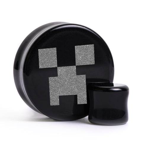 Creeper Face Plug / Gauge - Black Glass | Flat Faced Double Flare