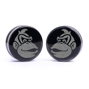Donkey Kong Plug / Gauge - Schwarzes Glas | Flache Doppelflare
