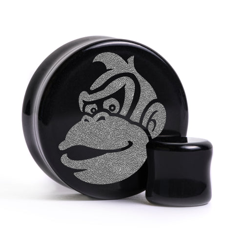 Donkey Kong Plug / Gauge - Schwarzes Glas | Flache Doppelflare