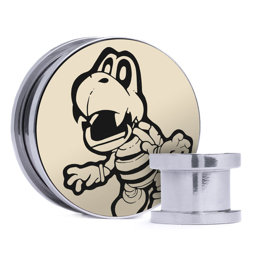 Dry Bones - Ivory & Black Inlay Steel Screw Back / Plug / Gauge