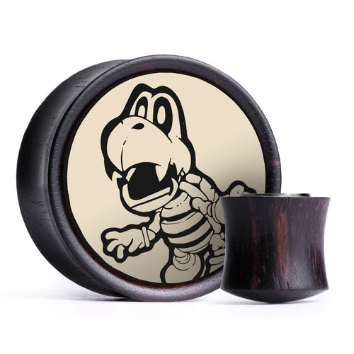 Dry Bones Plug / Dehnstab - Elfenbein & Schwarz Einlage Ebenholz | Konvexe Doppelflare