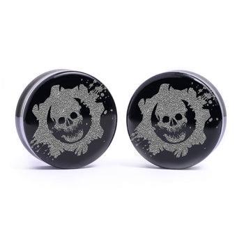 Seigaiha Pattern Plug / Gauge - Clear Glass | Flat Faced Double Flare